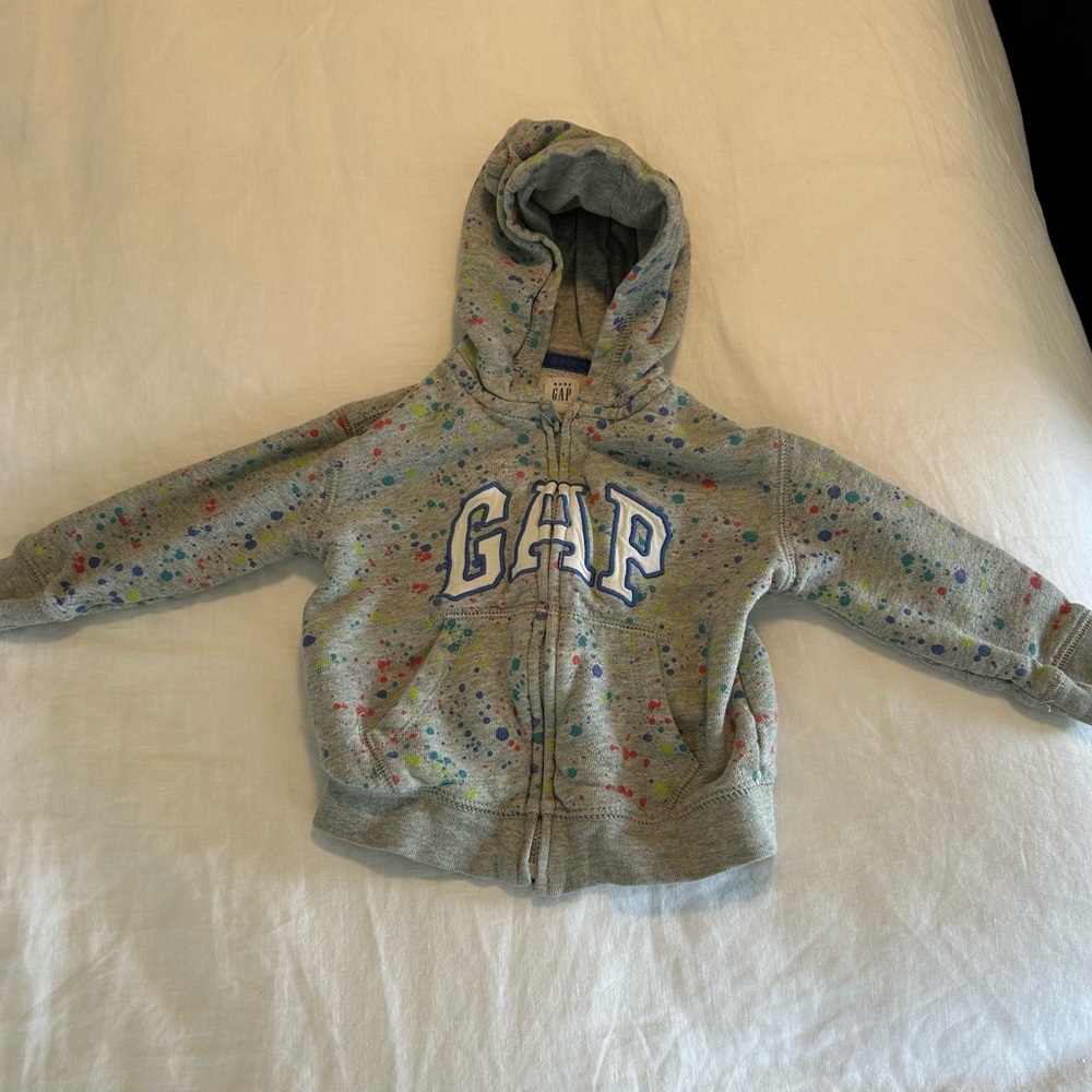 GAP Kids Gray Hoodie with Multicolor Splatter